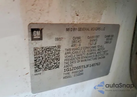 2018 Chevrolet Malibu Lt z USA, uszkodzony, nr VIN 1G1ZD5ST5JF140763